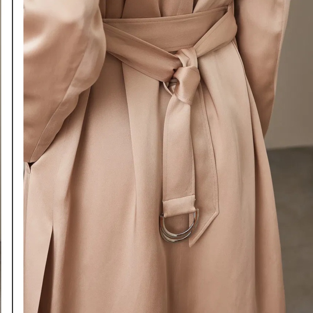Beige Trench Coat for Women - Classic Long Coat - Picture 4 of 13